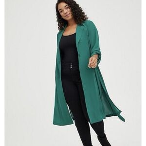 Torrid NWT Trench coat green women’s 4X chiffon lightweight belted